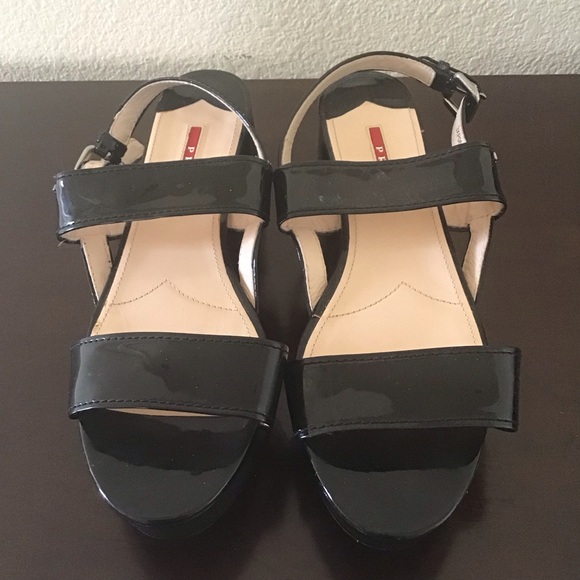 Prada block heel black leather sandals 41 US 11 - Picture 1 of 11